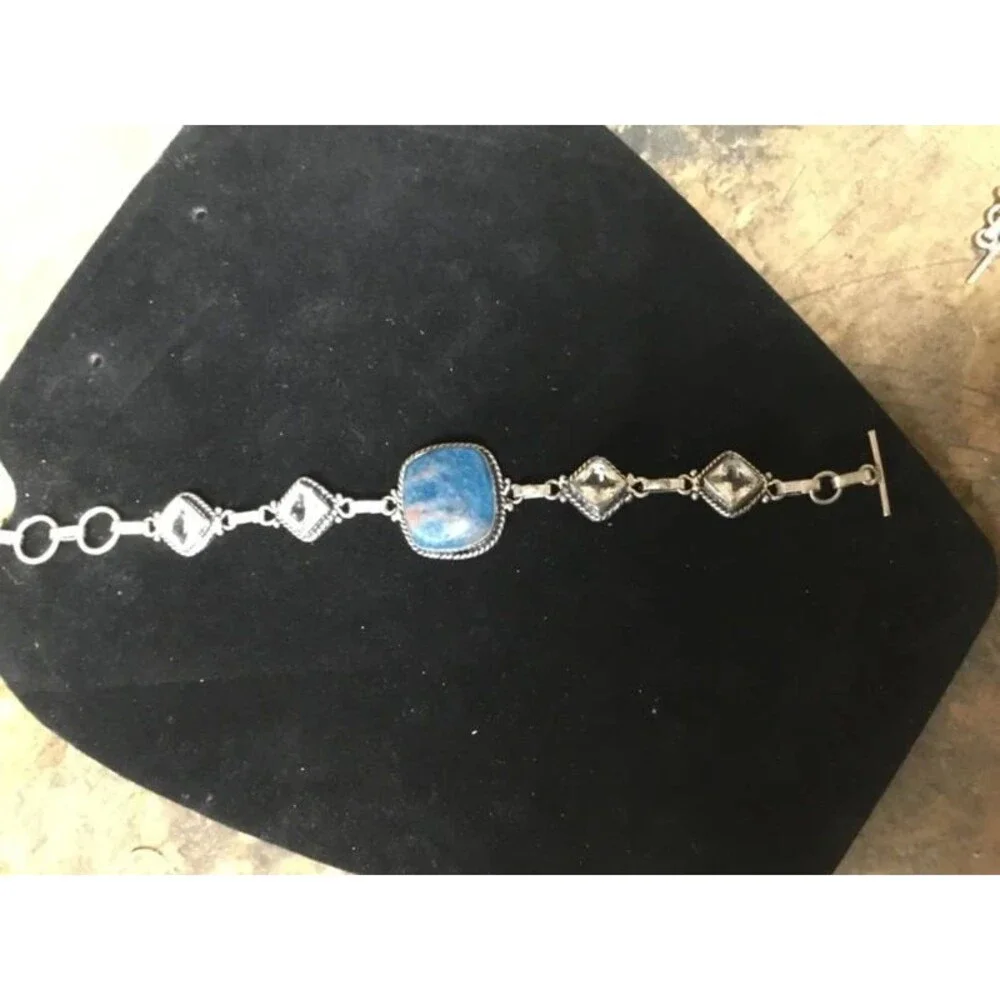 Blue Apatite Boho Bracelet Whimsigoth Topaz Style 7.5